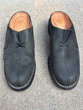 Ariat 59305 Black Leather Mule Clogs Size 8.5